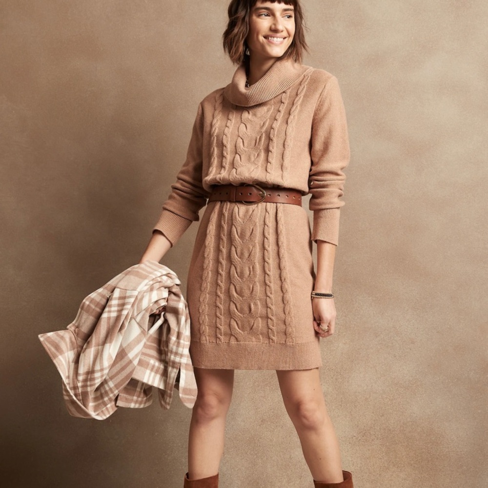 Cable knit sweater dress